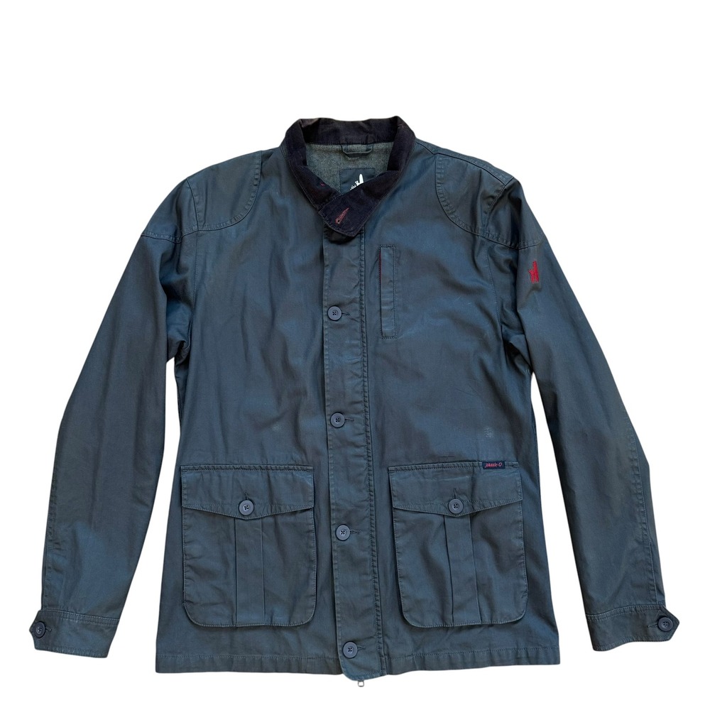Johnnie O‎ Mens Navy Blue Cotton Field Jacket Flannel Lined Corduroy Collar Sz M